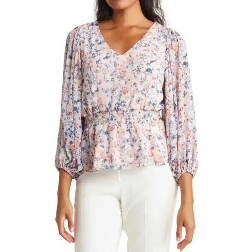 Catherine Malandrino floral top size S rose garden print new spring top